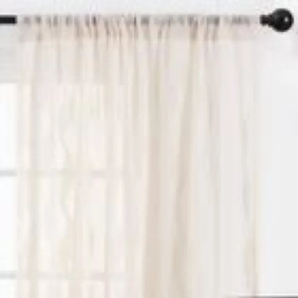 NEW Chanasya Sheer Voile Waves Rod Pocket Curtains Beige 52in x 84in